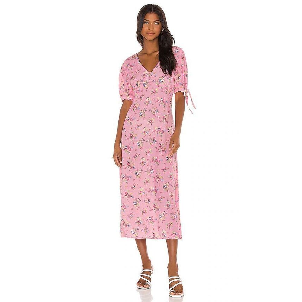 Faithfull The Brand Daija Pink Floral Midi Dress Size S - Picture 4 of 7